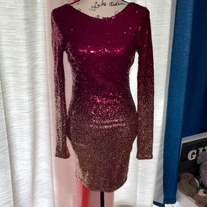 NWOT Sequin body con long sleeve mini dress.